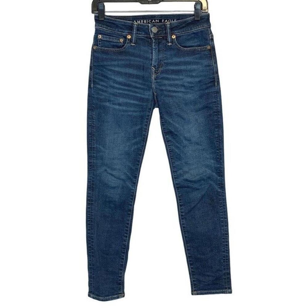 American Eagle Next Level Airflex Skinny Jeans Mid Rise Stretch Blue Denim 26x28